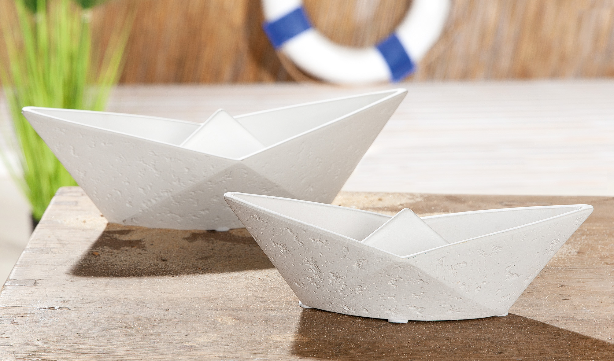 Keramik Boot "Origami" weiß