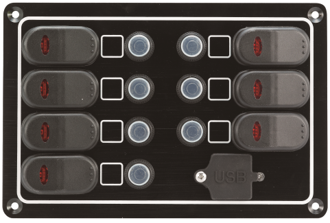 Schaltpaneel mit 9 / 7 / 5 Schaltern, USB-Dose mit Automatik Sicherung 