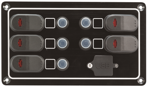 Schaltpaneel mit 9 / 7 / 5 Schaltern, USB-Dose mit Automatik Sicherung 