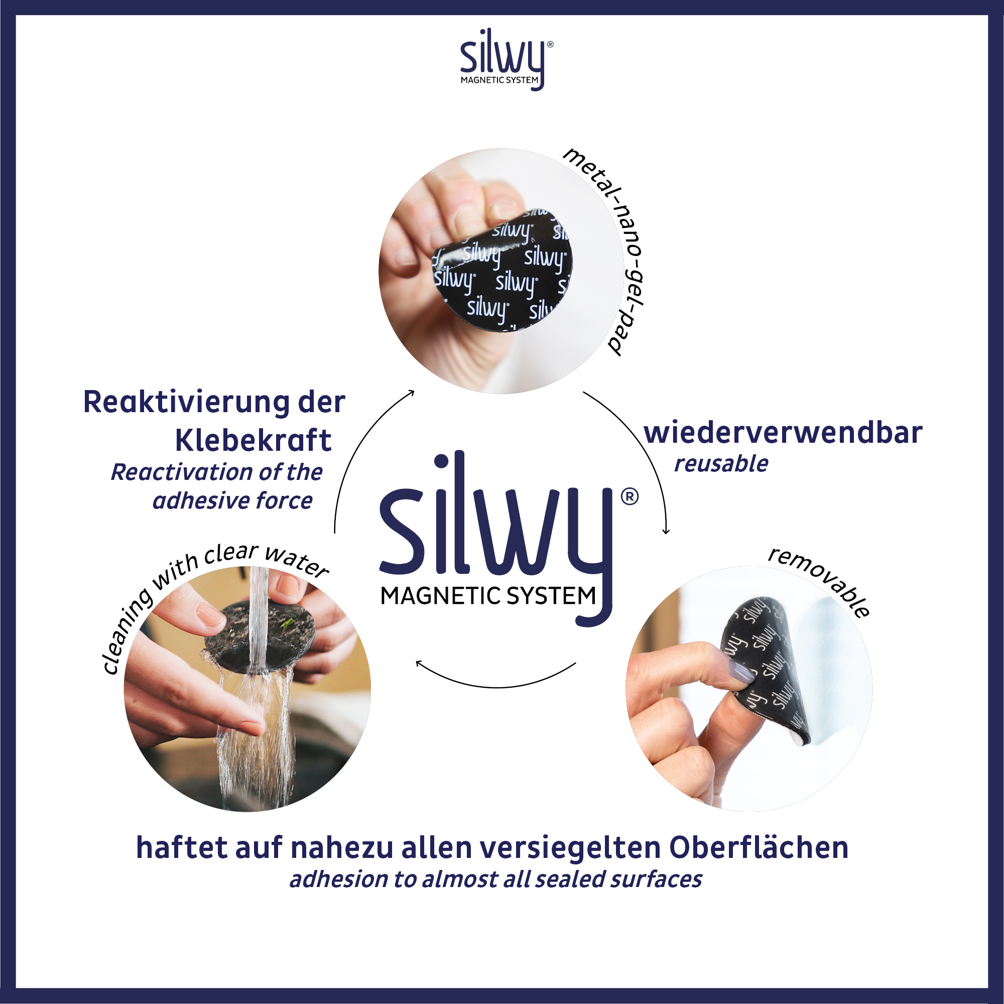 Silwy 2er Set Magnet Trinkbecher mit Untersetzer, classic/transparent