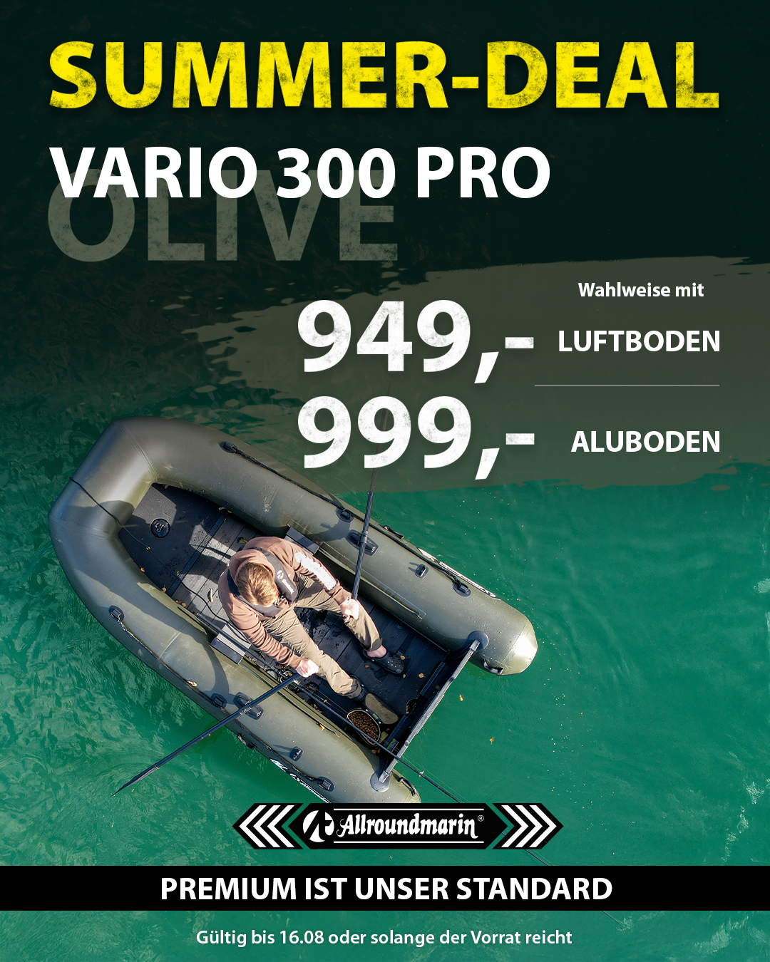 Schlauchboot Vario 300 Pro grau/olivgrün Aktion